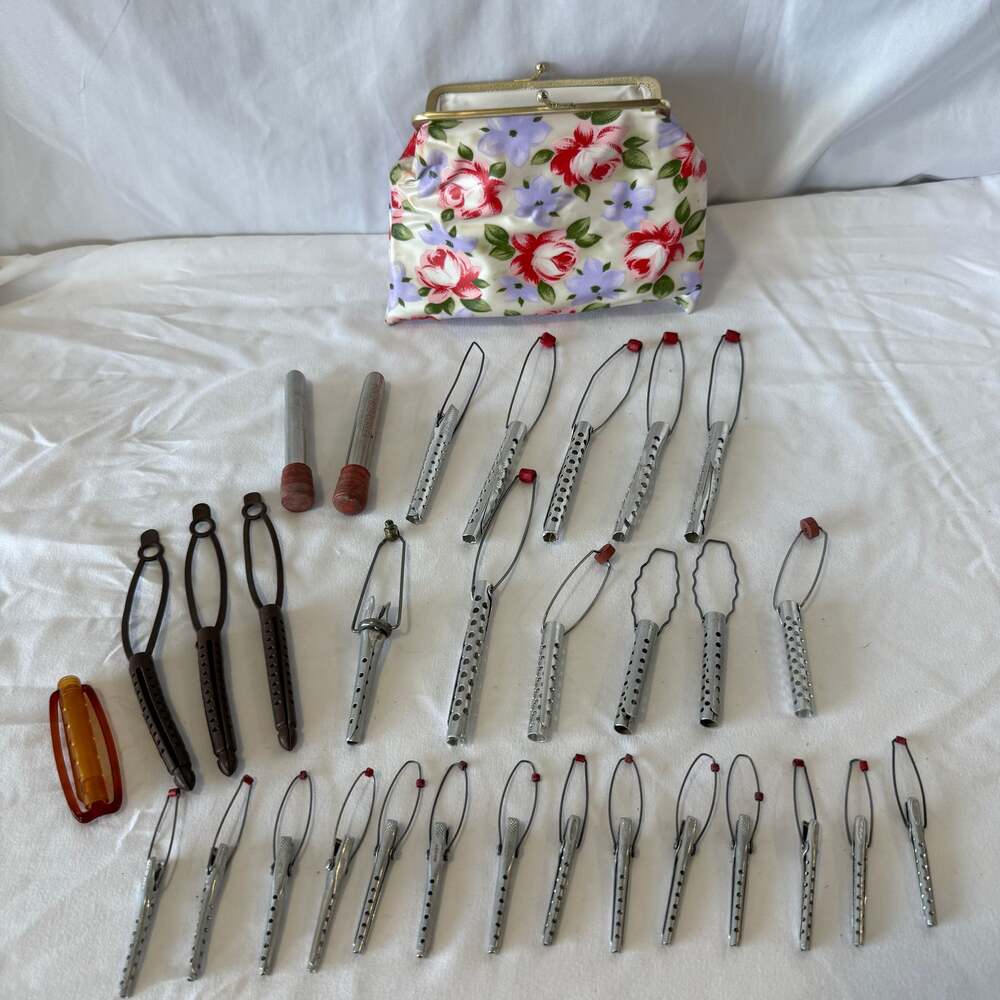 Vintage TIPTOP Metal Hair Curlers Perm Rods Lot
